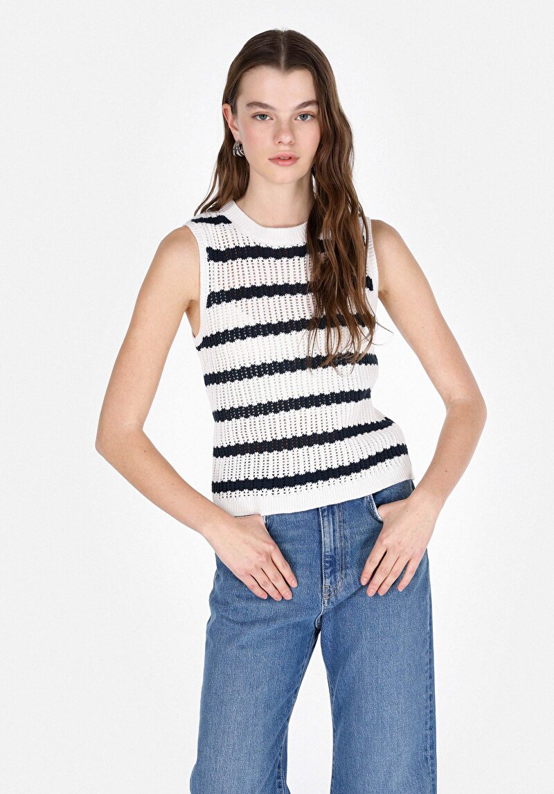 Imagine a Pulover Cu Mâneci Scurte De Dama Alb Slim Fit  Cl1072883