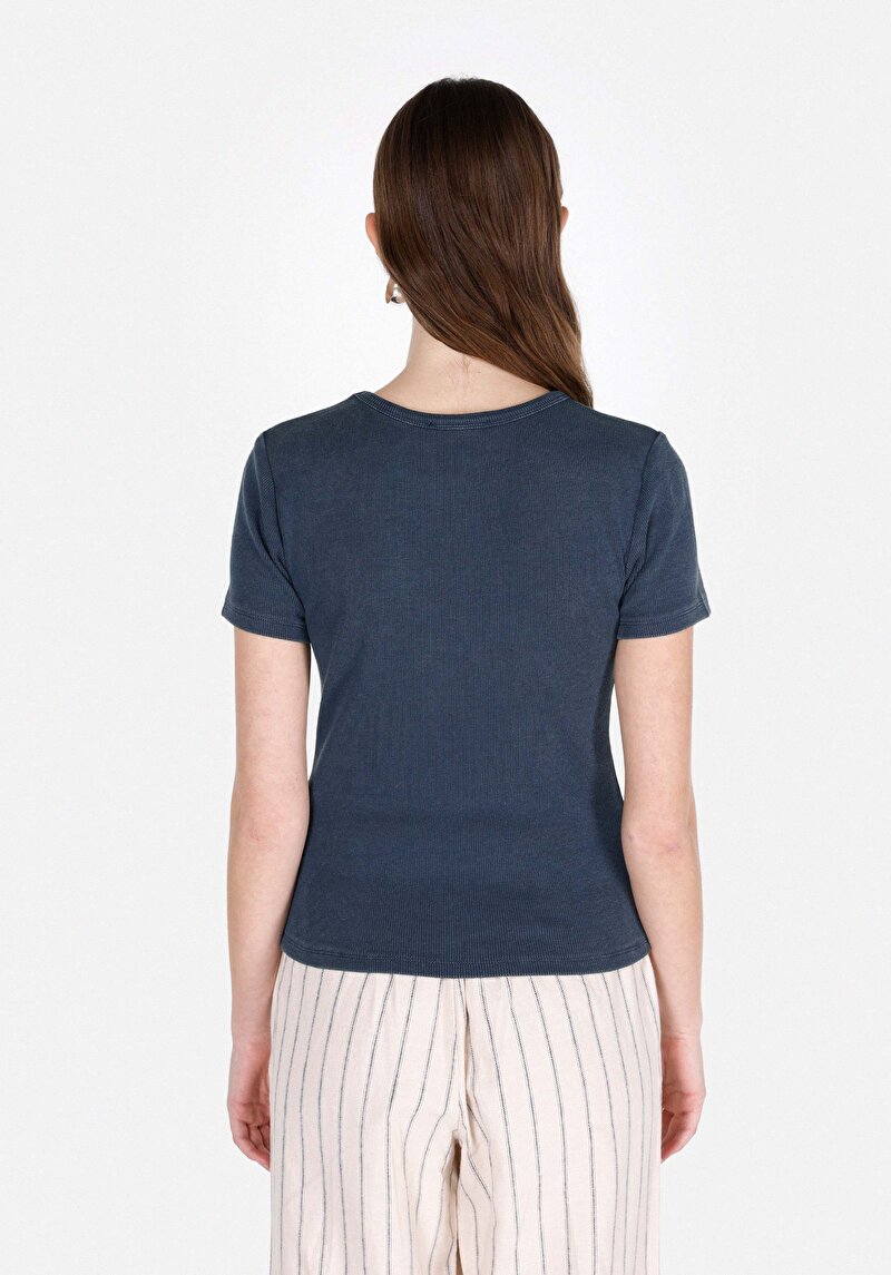 Afișați detalii pentru Bluza Cu Maneca Scurta De Dama Albastru Slim Fit  Cl1073924