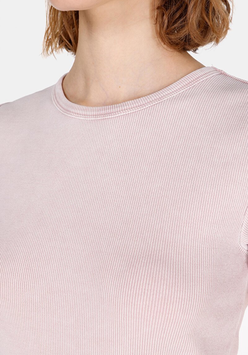 Imagine a Bluza Cu Maneca Scurta De Dama Roz Slim Fit Cl1073924