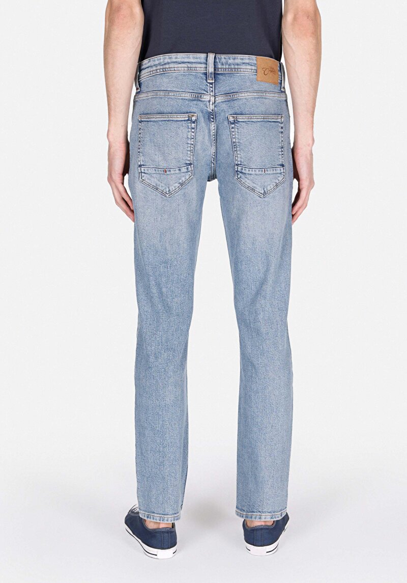 Imagine a Blugi İndigo Pentru Bărbați Cu Talie Dreaptă Cu Talie Dreaptă