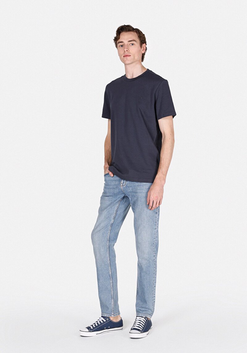 Imagine a Blugi İndigo Pentru Bărbați Cu Talie Dreaptă Cu Talie Dreaptă