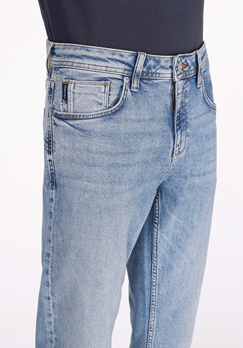 Afișați detalii pentru Blugi İndigo Pentru Bărbați Cu Talie Dreaptă Cu Talie Dreaptă