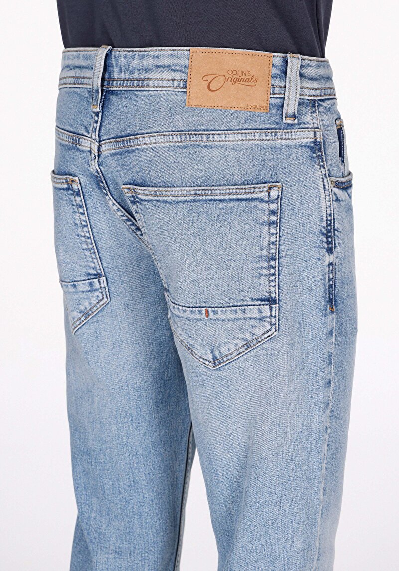 Afișați detalii pentru Blugi İndigo Pentru Bărbați Cu Talie Dreaptă Cu Talie Dreaptă