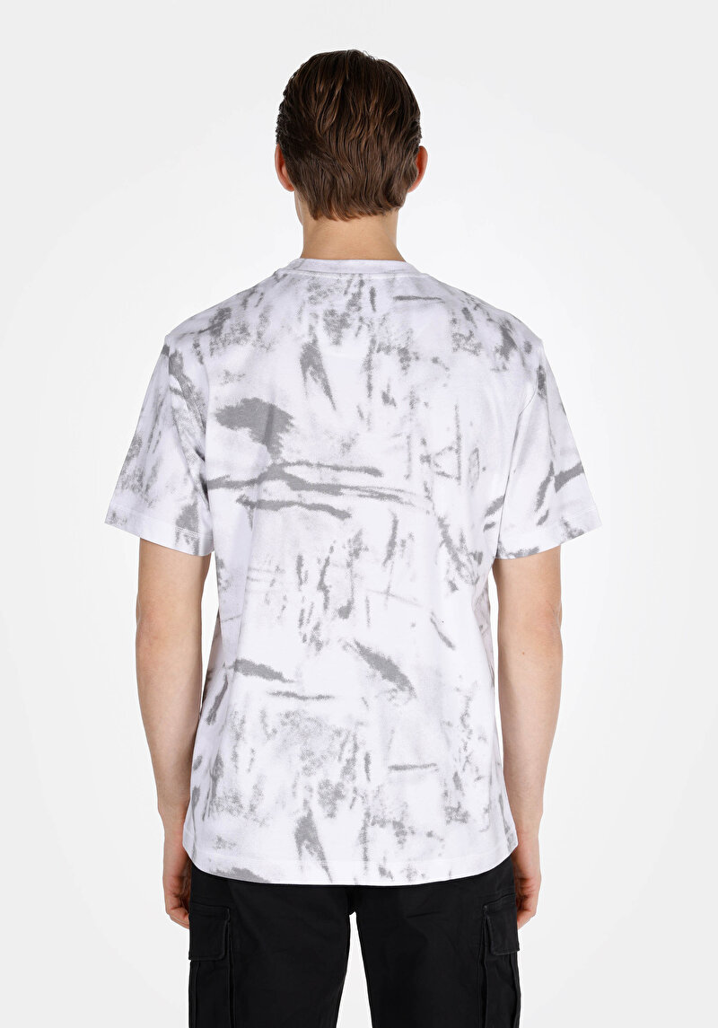 Imagine a Tricou Alb Cu Mânecă Scurtă Pentru Bărbați Comfort Fit Round Neck Printed