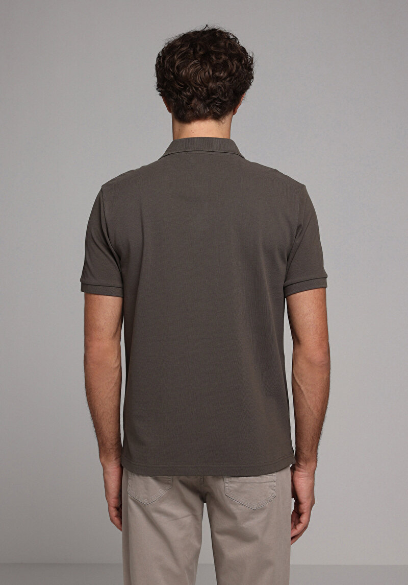 Imagine a Tricou Polo Cu Maneca Scurta De Barbati Kaki Regular Fit Cl1073960