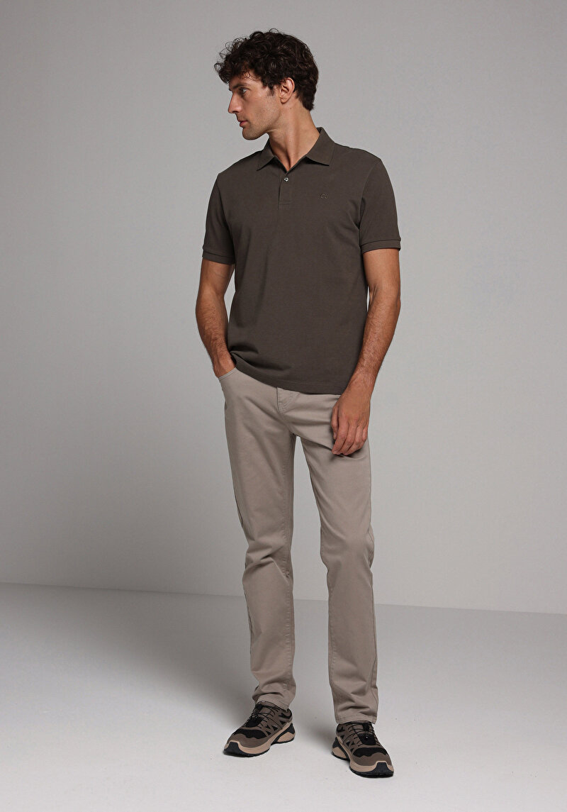 Imagine a Tricou Polo Cu Maneca Scurta De Barbati Kaki Regular Fit Cl1073960