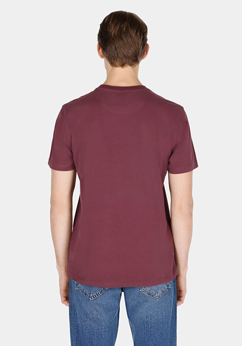 Afișați detalii pentru Regular Fit Round Neck Drept Bărbați Violet Tricou Cu Mânecă Scurtă