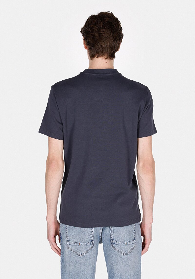 Imagine a Regular Fit Round Neck Drept Bărbați Bleumarin Tricou Cu Mânecă Scurtă