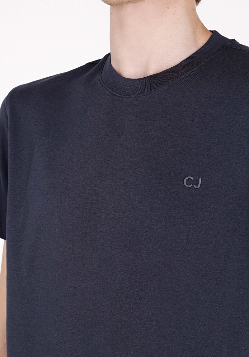 Imagine a Regular Fit Round Neck Drept Bărbați Bleumarin Tricou Cu Mânecă Scurtă