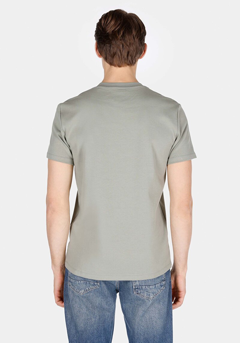 Afișați detalii pentru Regular Fit Round Neck Drept Bărbați Verde Tricou Cu Mânecă Scurtă