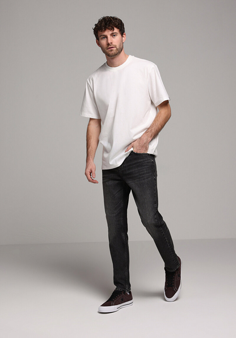 Imagine a Comfort Fit Round Neck Drept Bărbați Alb Short Tricou Cu Mânecă Scurtă