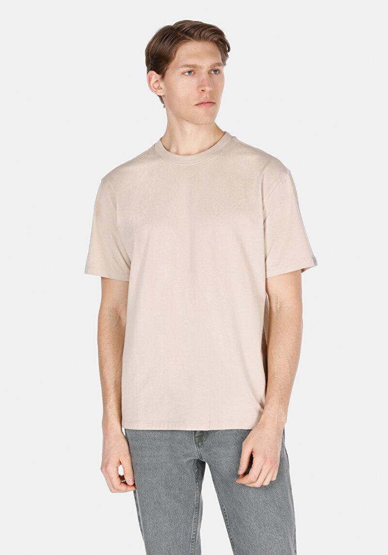 Imagine a Confort Fit Round Neck Drept Bărbați Stone Tricou Cu Mânecă Scurtă