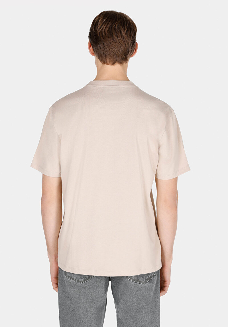 Afișați detalii pentru Confort Fit Round Neck Drept Bărbați Stone Tricou Cu Mânecă Scurtă