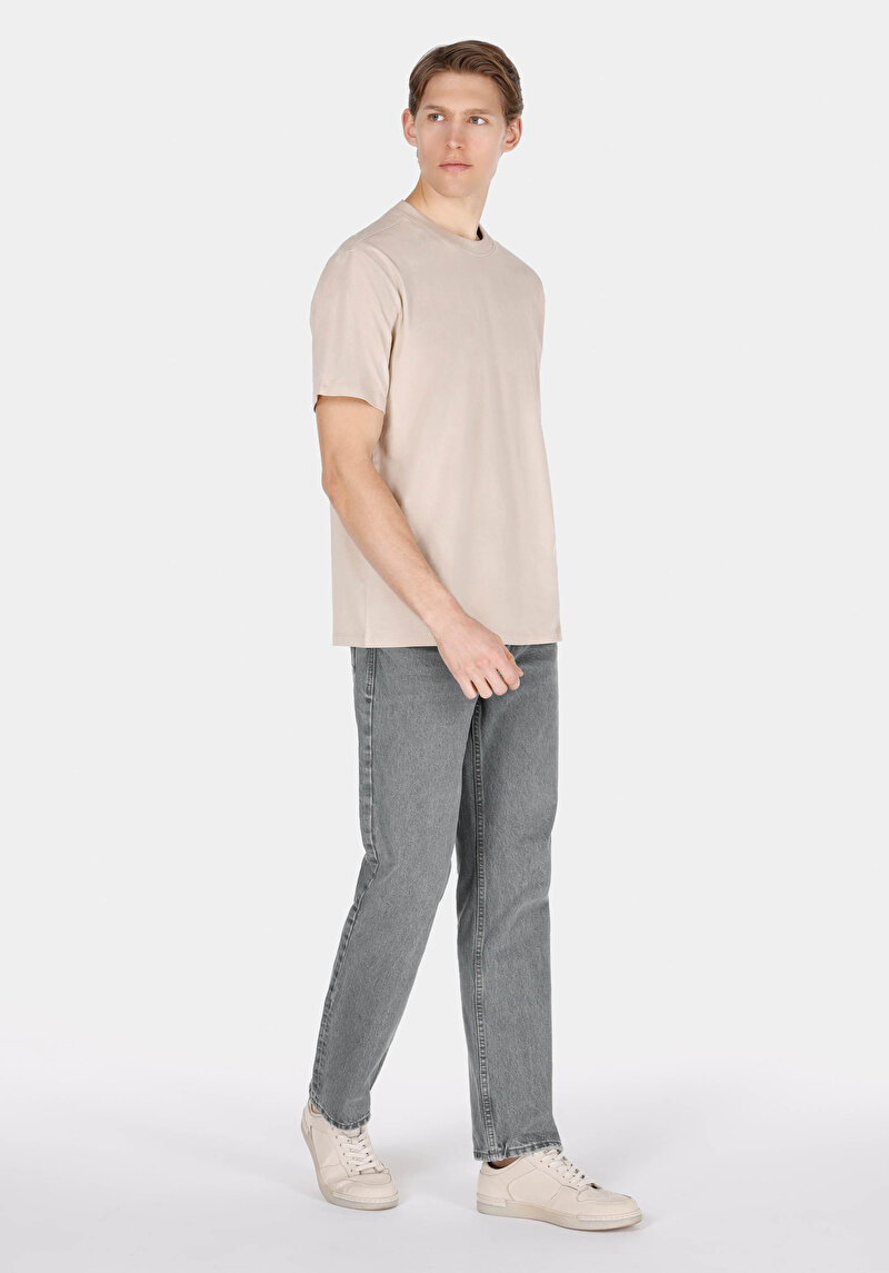 Afișați detalii pentru Confort Fit Round Neck Drept Bărbați Stone Tricou Cu Mânecă Scurtă