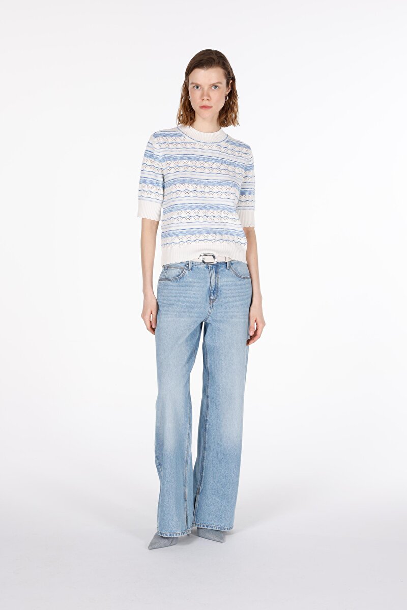 Imagine a Pulover Cu Mâneci Scurte De Dama Alb Regular Fit Cl1073121