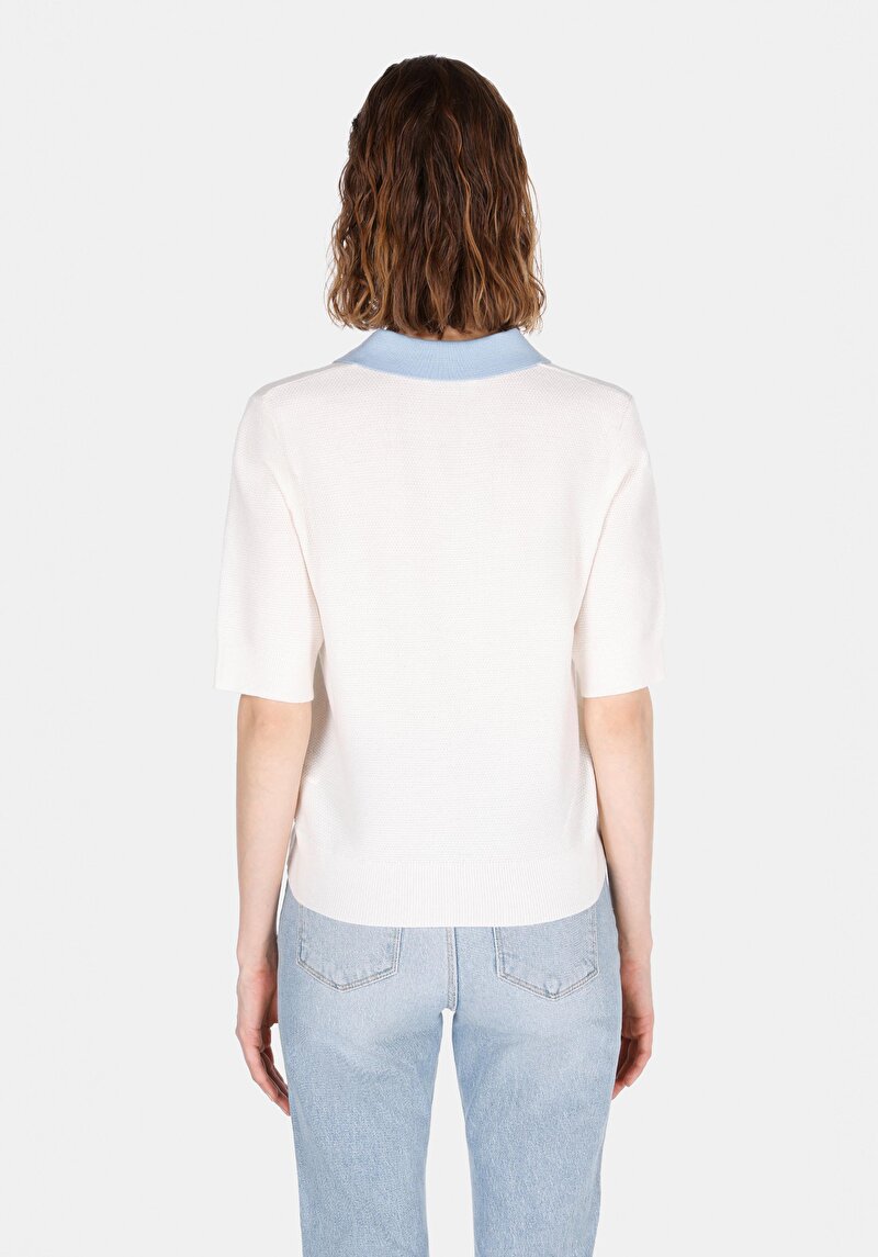 Imagine a Pulover Cu Mâneci Scurte De Dama Alb Regular Fit Cl1073124