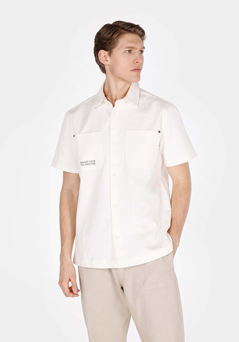 Imagine a Camasa Cu Maneca Scurta De Barbati Alb Comfort Fit  Cl1073361