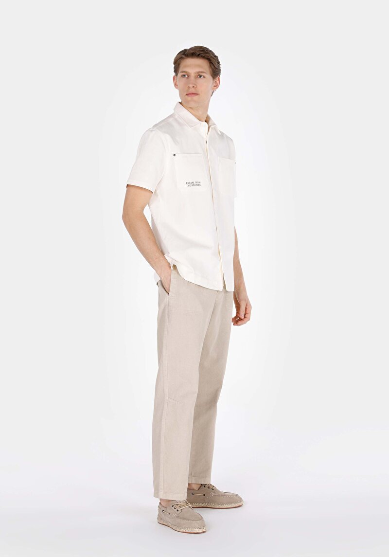 Afișați detalii pentru Camasa Cu Maneca Scurta De Barbati Alb Comfort Fit  Cl1073361