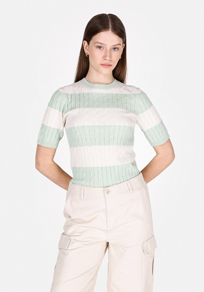 Imagine a Pulover Cu Mâneci Scurte De Dama Verde Slim Fit Cl1073134