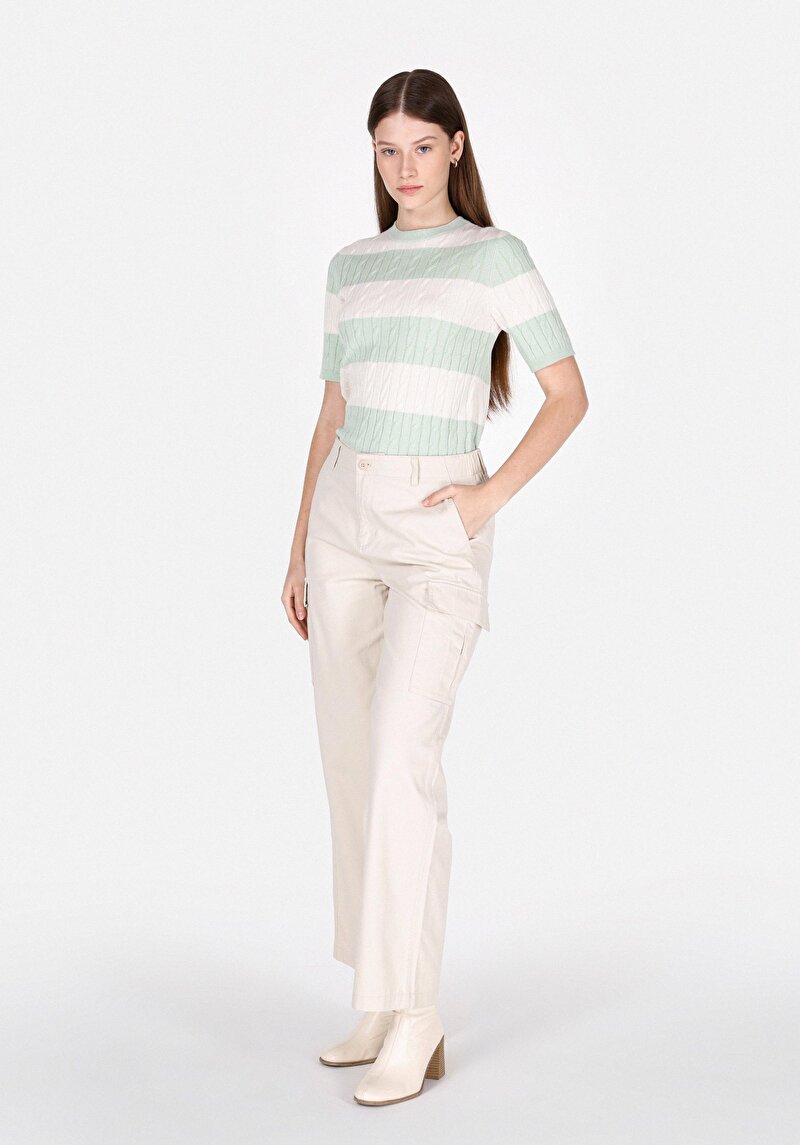 Imagine a Pulover Cu Mâneci Scurte De Dama Verde Slim Fit Cl1073134