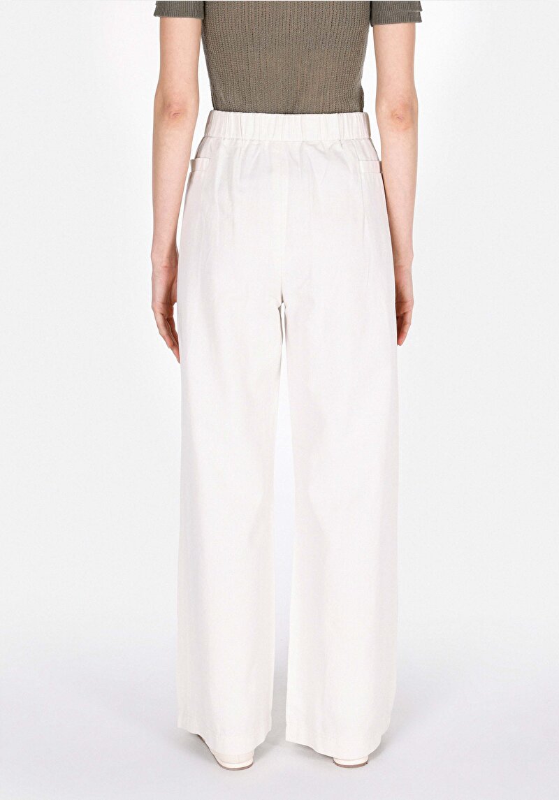 Afișați detalii pentru Regular Fit Talie Talie Pantaloni Largi Pantaloni Albi Pentru Femei