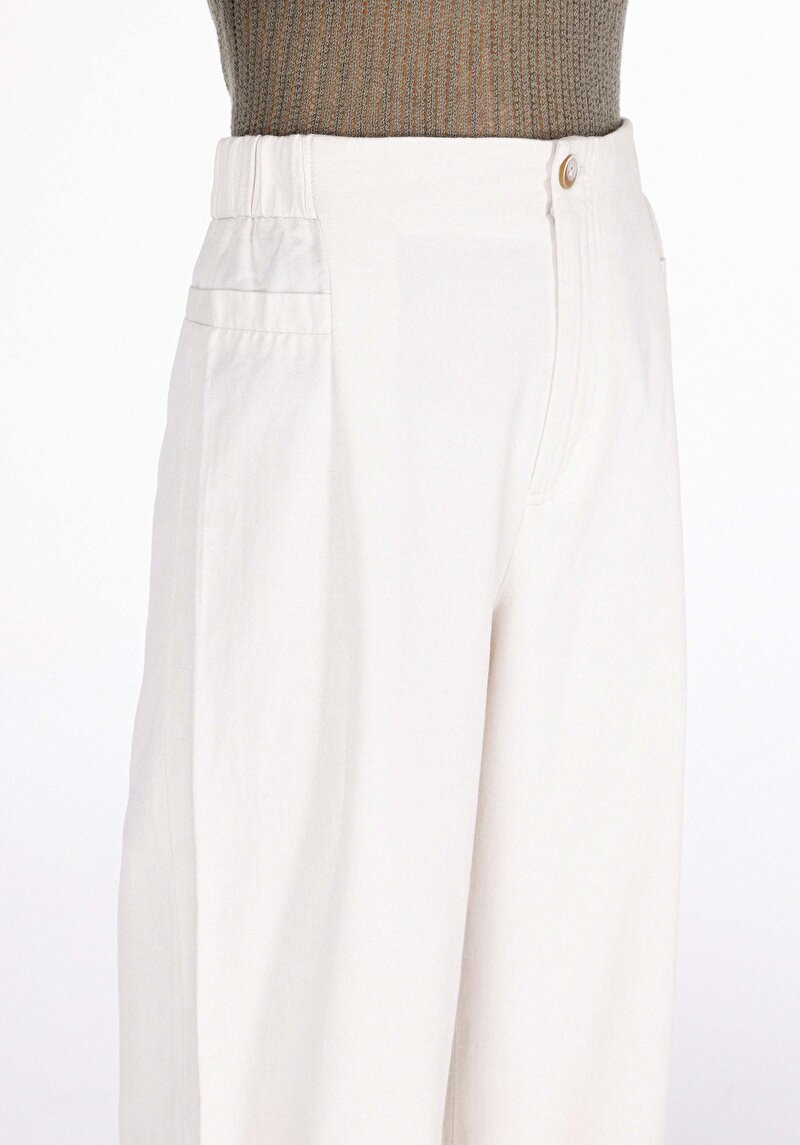 Afișați detalii pentru Regular Fit Talie Talie Pantaloni Largi Pantaloni Albi Pentru Femei