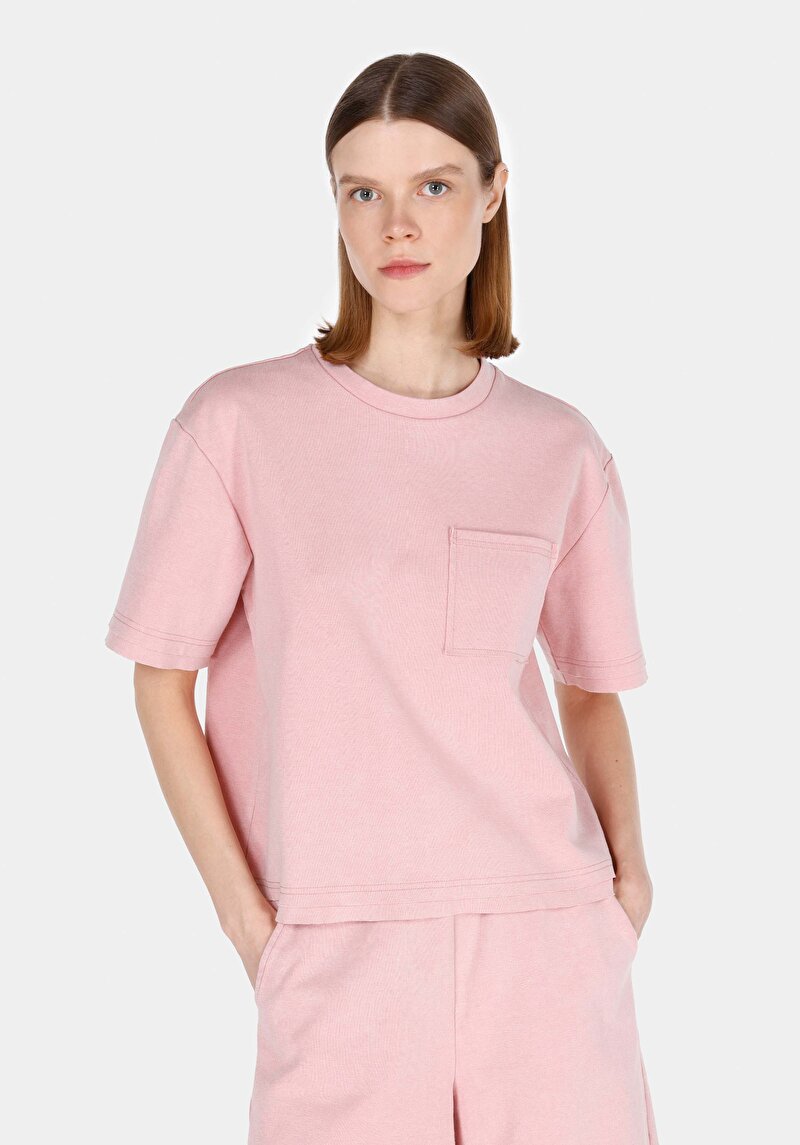 Imagine a Tricou Cu Maneca Scurta De Dama Roz Regular Fit  Cl1073150