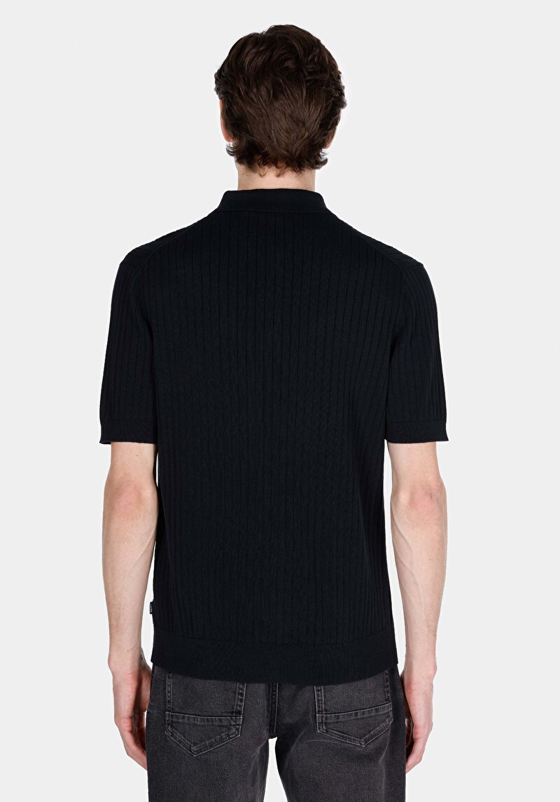 Afișați detalii pentru Pulover Cu Mâneci Scurte De Barbati Albastru Marin Regular Fit  Cl1073995