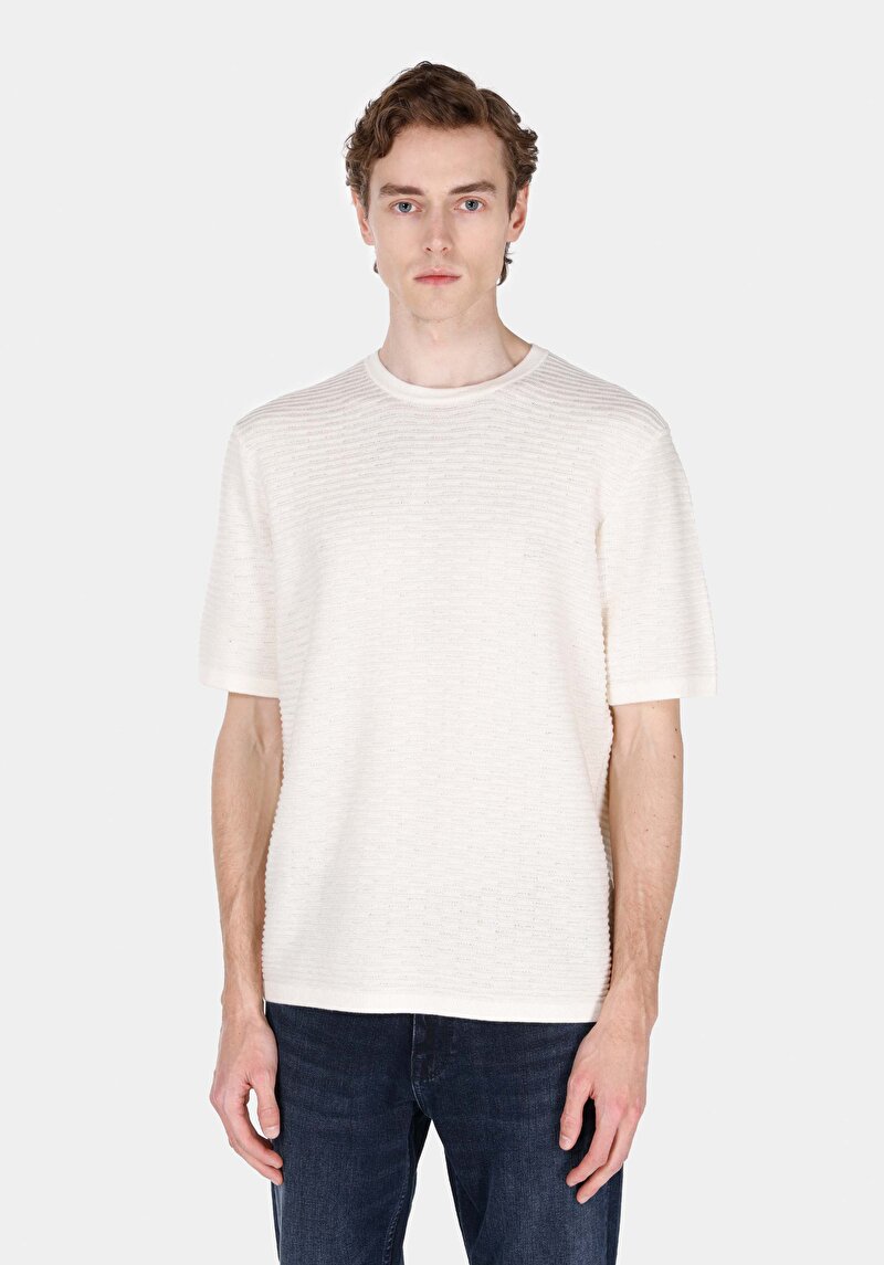 Imagine a Pulover Cu Mâneci Scurte De Barbati Alb Comfort Fit  Cl1073996