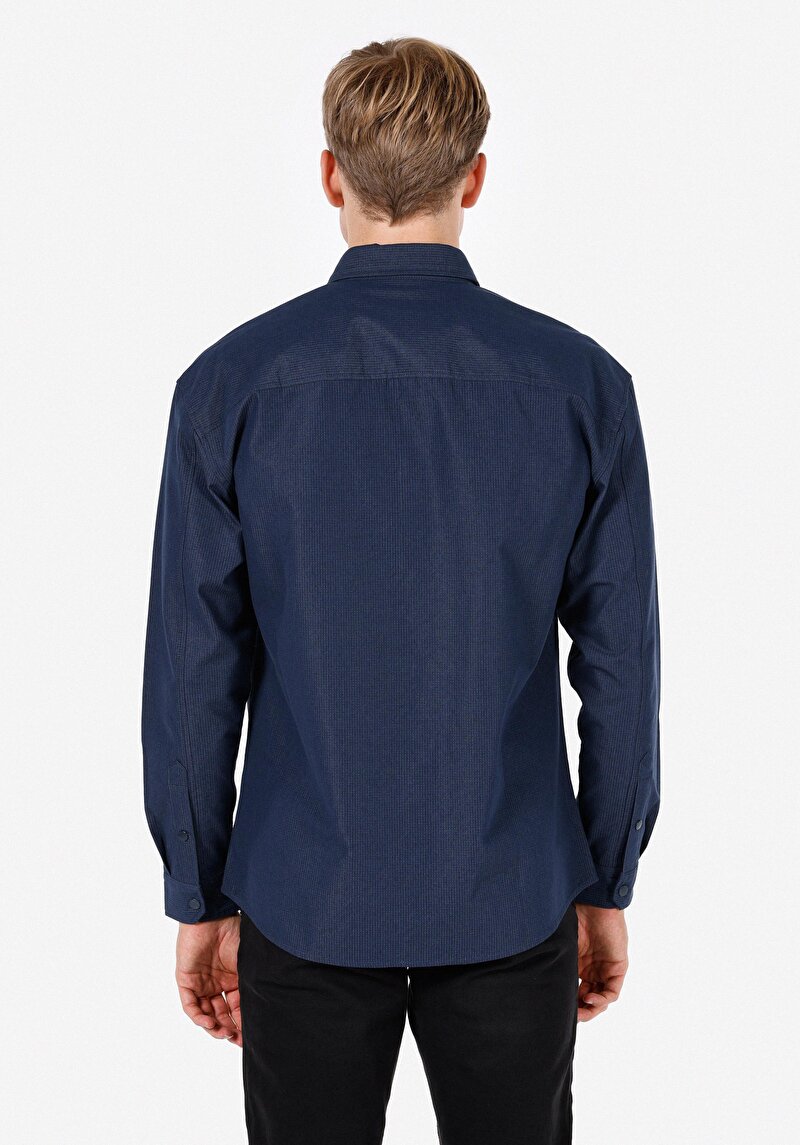 Imagine a Camasa Cu Maneca Lunga De Barbati Albastru Marin Regular Fit Cl1072000