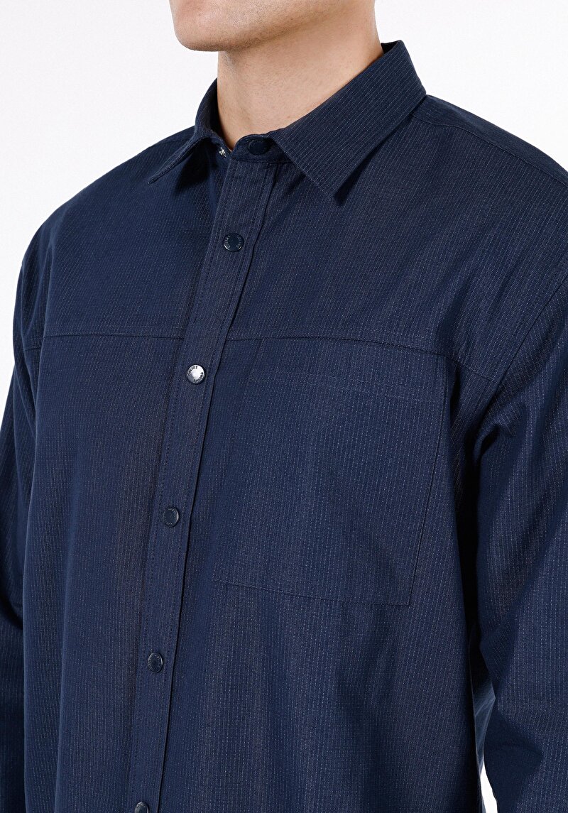 Imagine a Camasa Cu Maneca Lunga De Barbati Albastru Marin Regular Fit Cl1072000