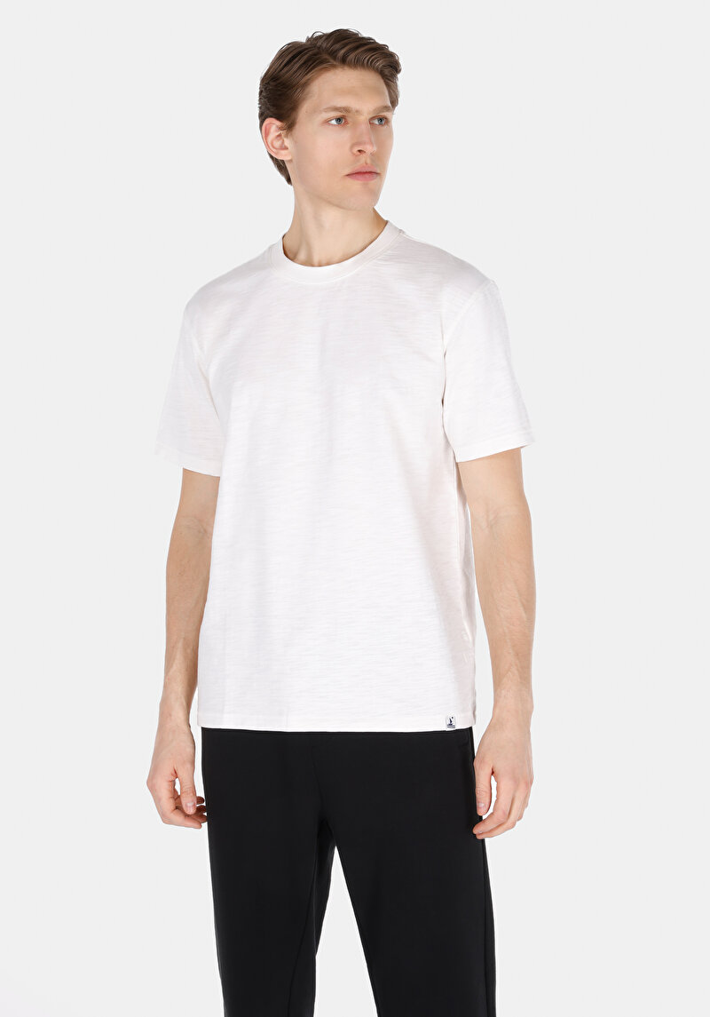 Imagine a Comfort Fit Round Neck Drept Bărbați Alb Short Tricou Cu Mânecă Scurtă