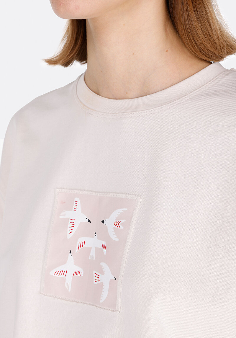 Imagine a Tricou Cu Maneca Scurta De Dama Bej Comfort Fit Cl1073160