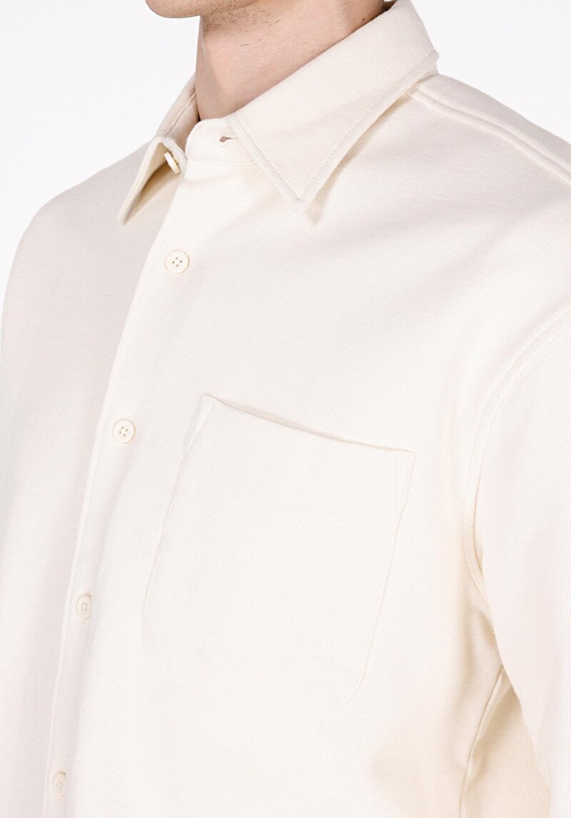 Imagine a Camasa Cu Maneca Lunga De Barbati Ecru Regular Fit Cl1072021