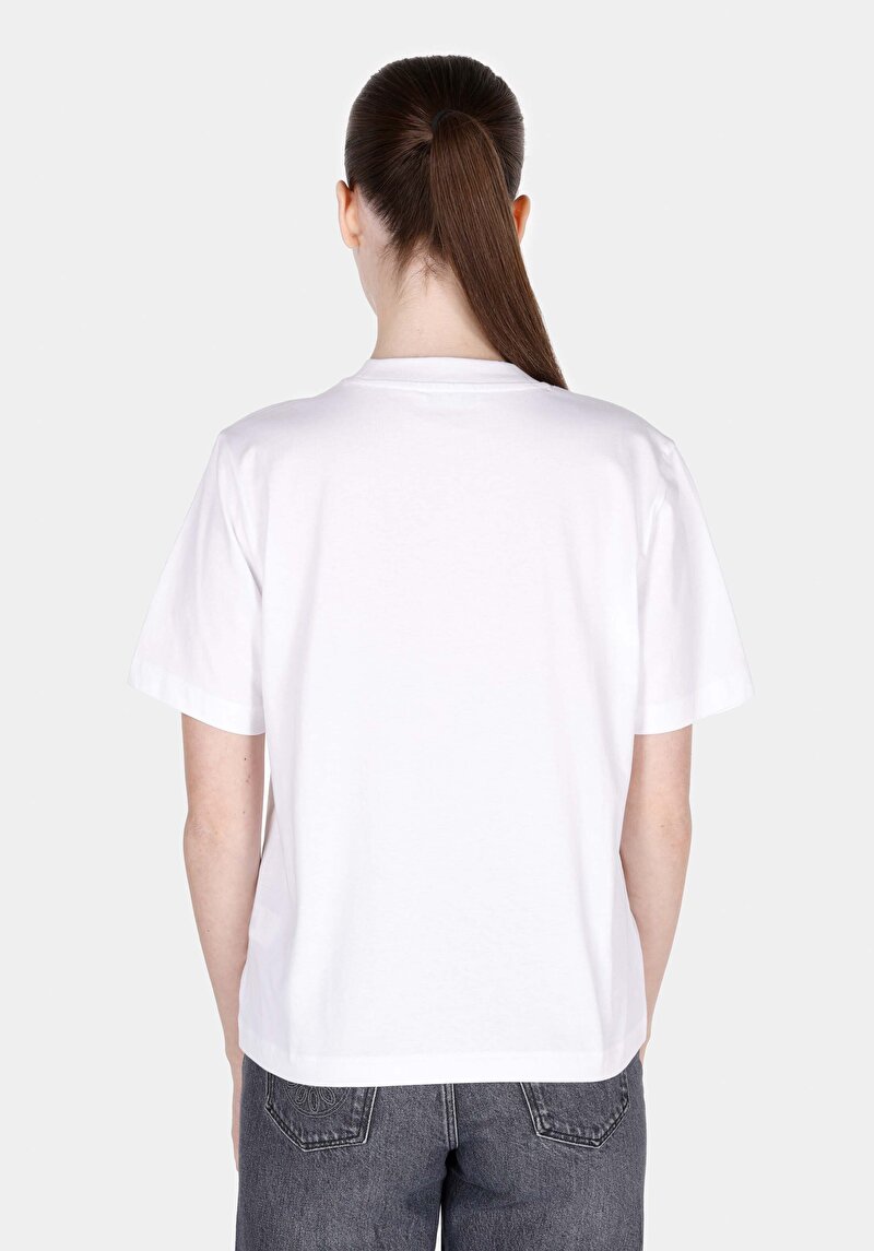 Imagine a Regular Fit Round Neck Imprimat Tricou Alb Cu Mânecă Scurtă Pentru Femei