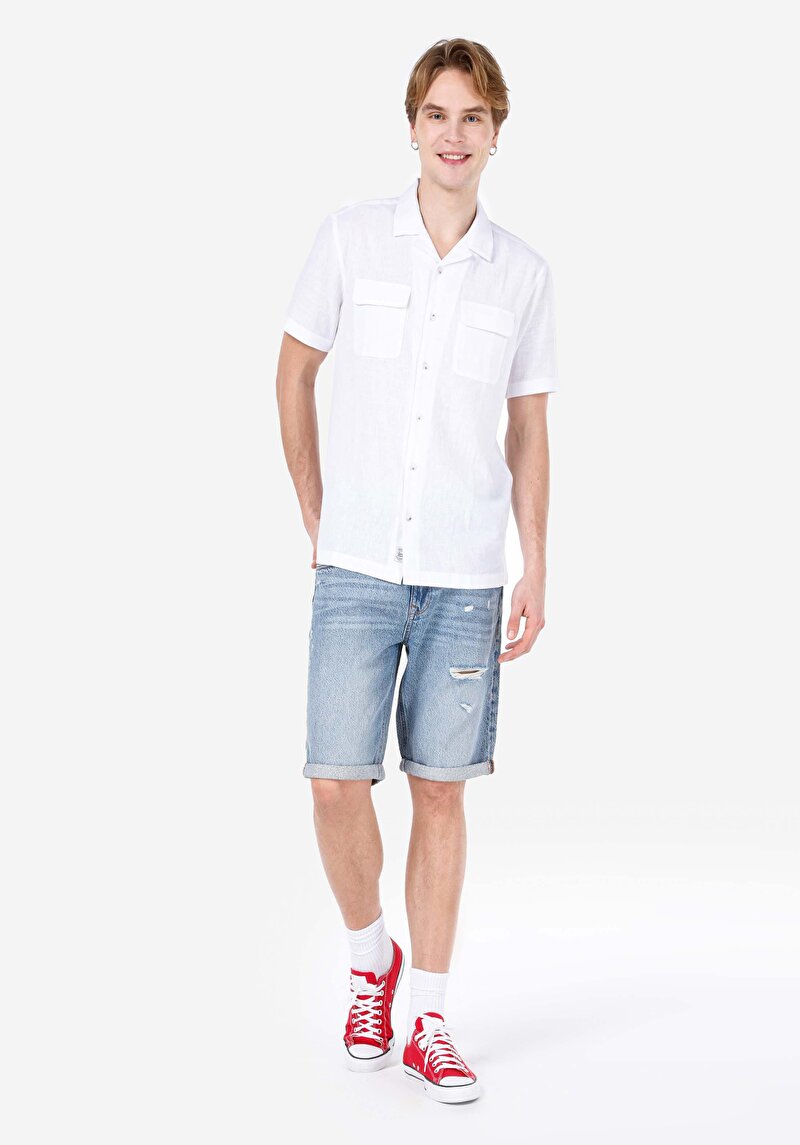 Afișați detalii pentru Short / Pantaloni Scurti De Barbati Denim Regular Fit 045 David Cl1069531