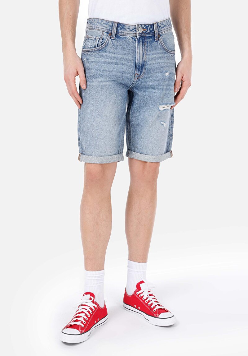 Afișați detalii pentru Short / Pantaloni Scurti De Barbati Denim Regular Fit 045 David Cl1069531