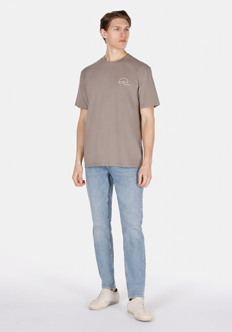 Imagine a Tricou Cu Maneca Scurta De Barbati Maro Comfort Fit  Cl1074204