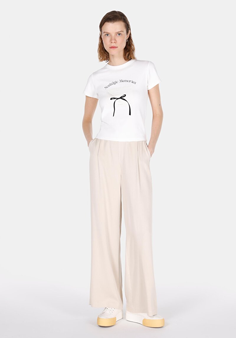 Afișați detalii pentru Tricou Cu Maneca Scurta De Dama Alb Slim Fit  Cl1073176