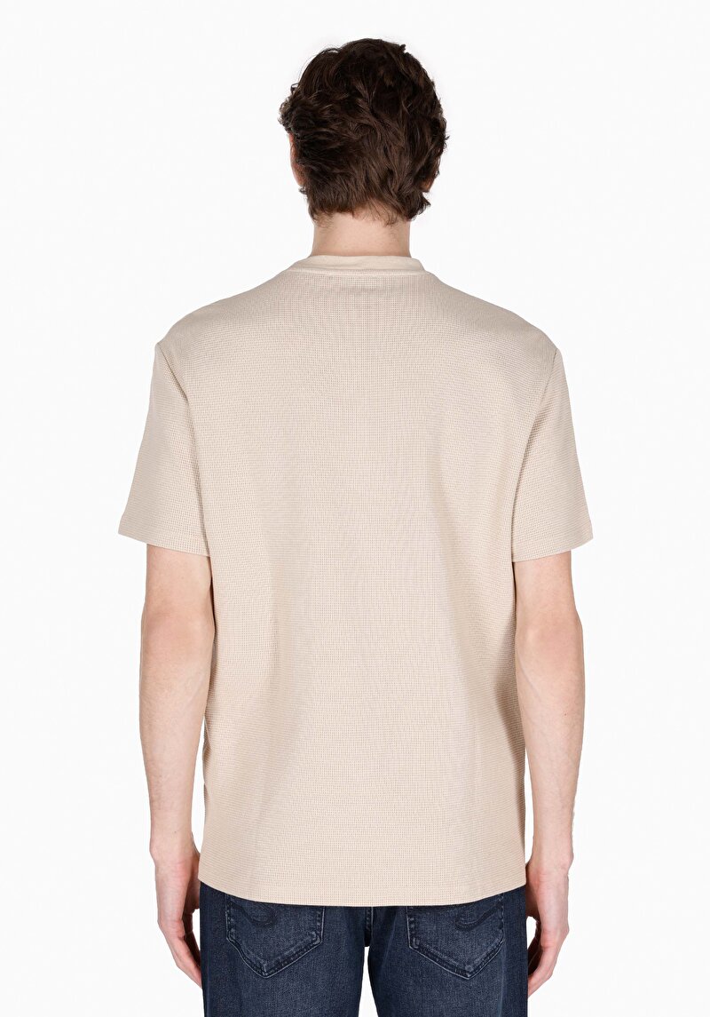 Afișați detalii pentru Comfort Fit Round Neck Drept Bărbați Bej Tricou Cu Mânecă Scurtă