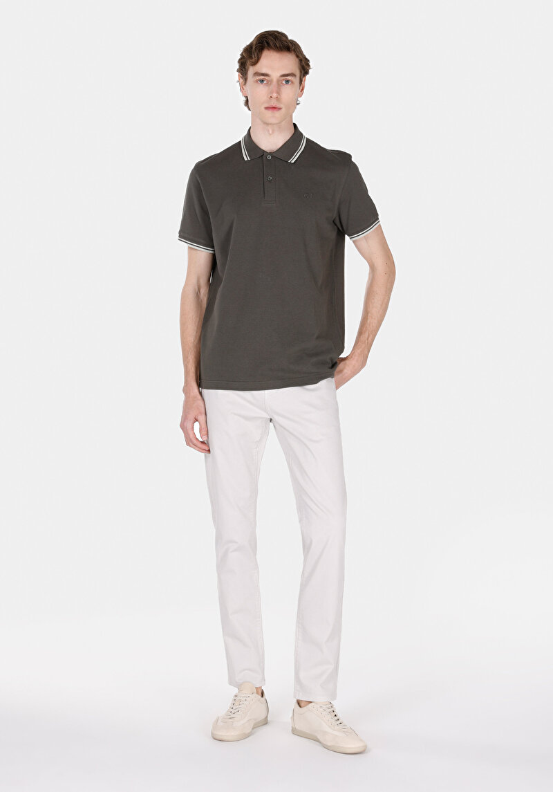 Imagine a Tricou Polo Cu Maneca Scurta De Barbati Kaki Regular Fit Cl1074313