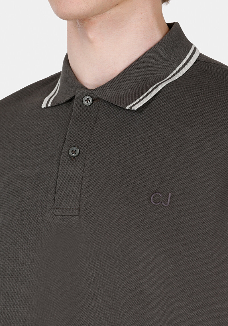 Imagine a Tricou Polo Cu Maneca Scurta De Barbati Kaki Regular Fit Cl1074313