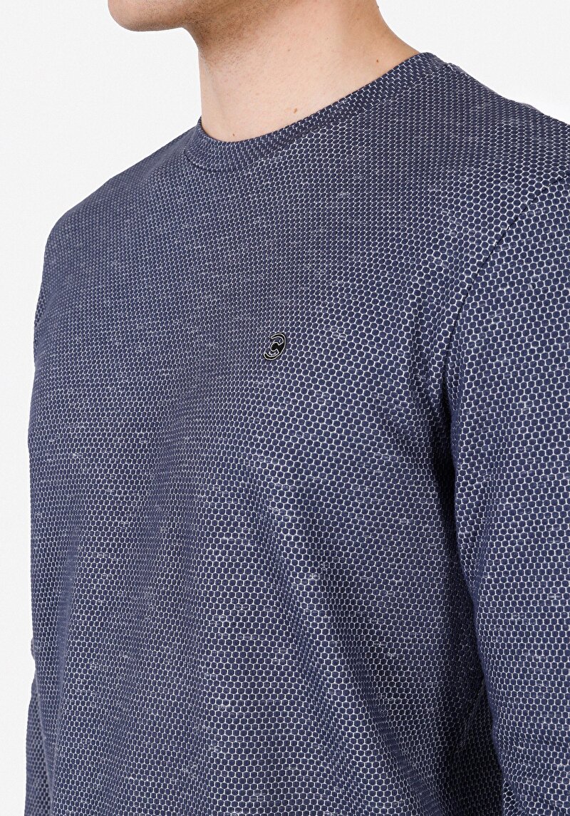 Imagine a Tricou Cu Maneca Lunga De Barbati Albastru Marin Regular Fit Cl1072078