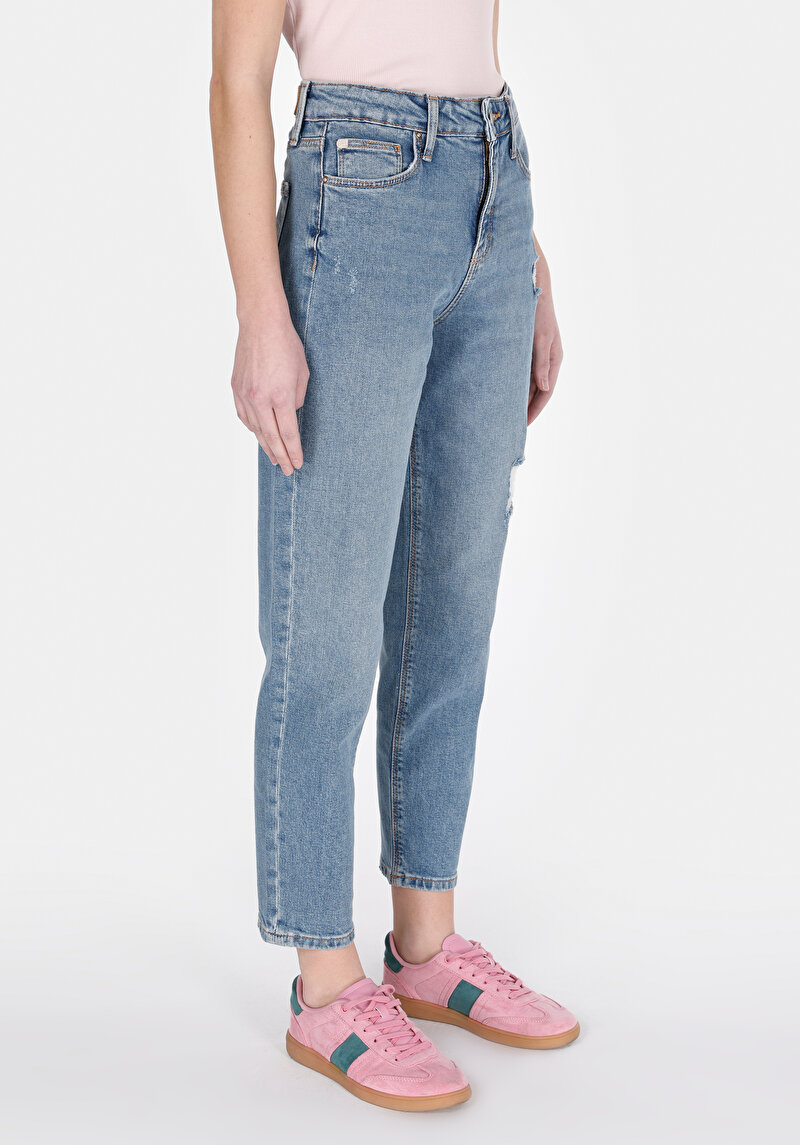 Imagine a Mom Fit Rising Waist Shrinking Leg Blugi İndigo Pentru Femei