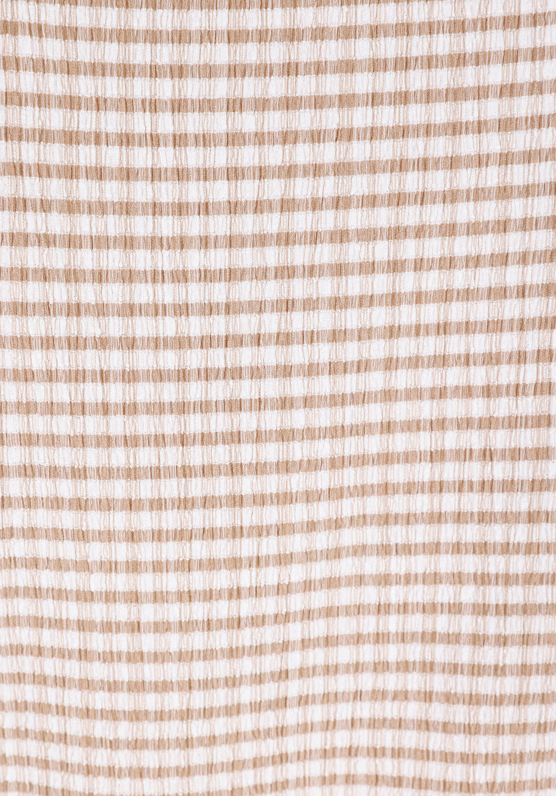 Imagine a Slim Fit Polo Neck Checkered Tricou Cu Mânecă Scurtă Bej Pentru Femei