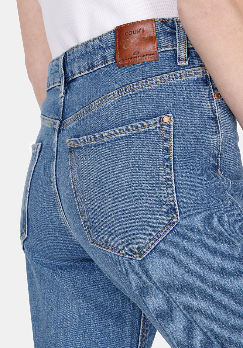 Afișați detalii pentru Mom Fit Talie Ascendentă Micșorare Picior Blugi Din Denim Pentru Femei