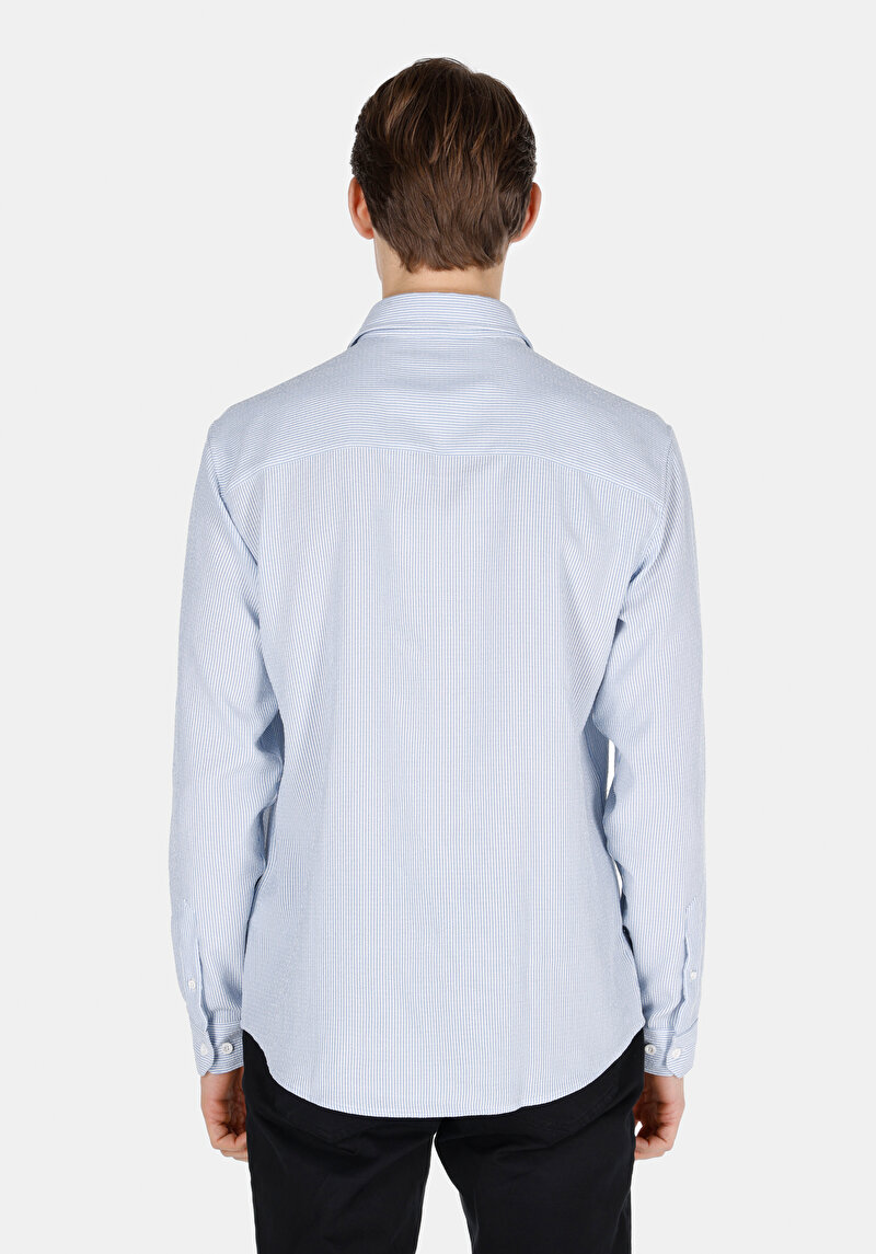 Imagine a Camasa Cu Maneca Lunga De Barbati Albastru Regular Fit Cl1072092