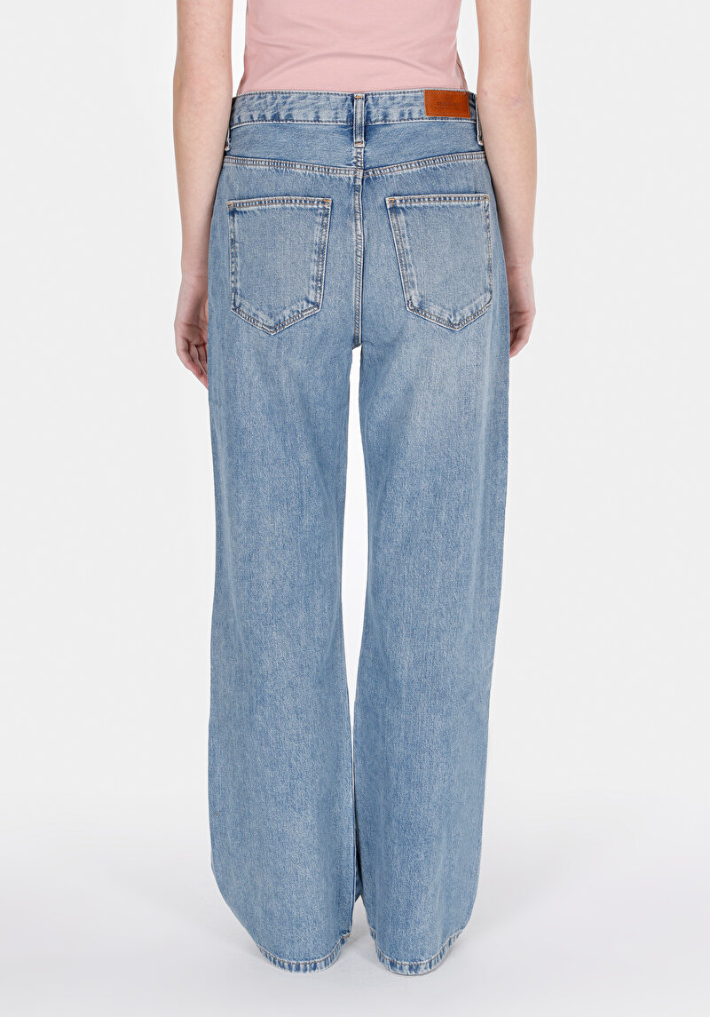 Imagine a Drept Fit Talie Ascendentă Picior Lungime Lungime Blugi Indigo Pentru Femei