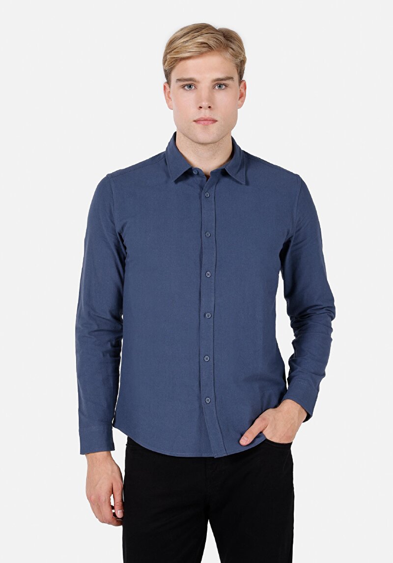Imagine a Camasa Cu Maneca Lunga De Barbati Albastru Slim Fit  Cl1072097