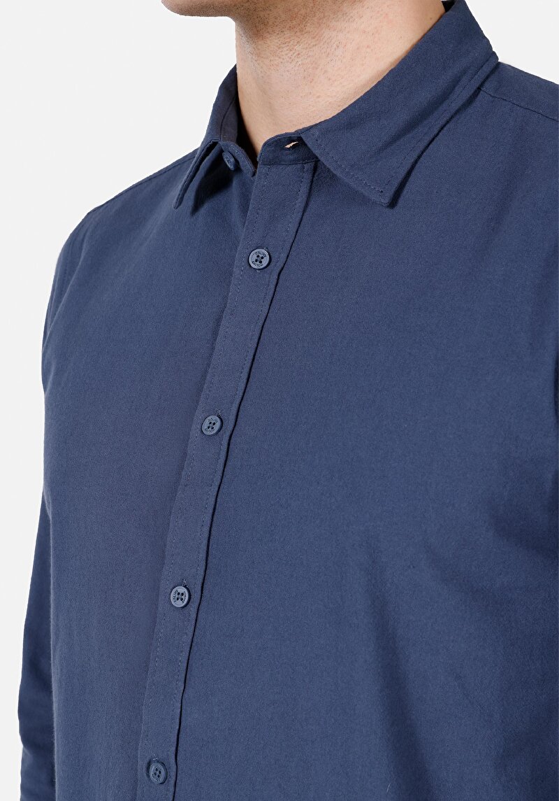 Imagine a Camasa Cu Maneca Lunga De Barbati Albastru Slim Fit Cl1072097